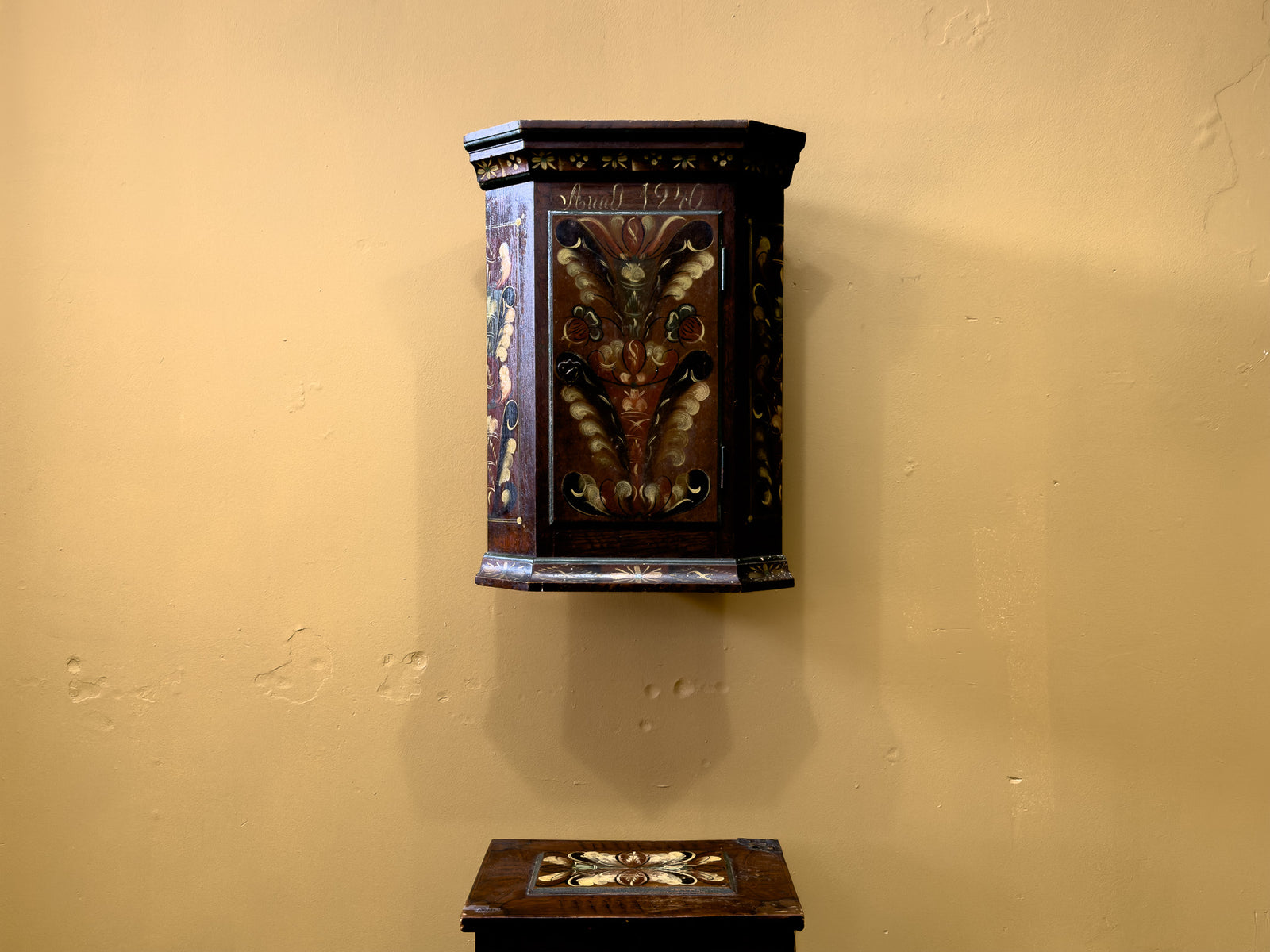 Danish Folk Art Wallmounted Cabinet