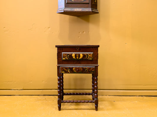 Danish Folk Art Sewing Box on Stand