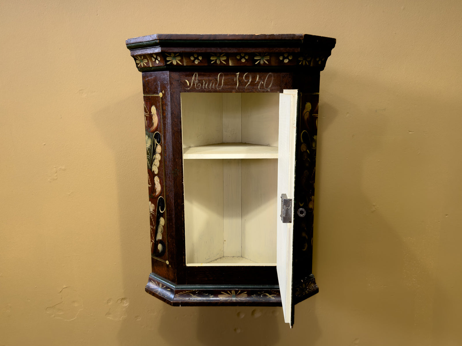 Danish Folk Art Wallmounted Cabinet