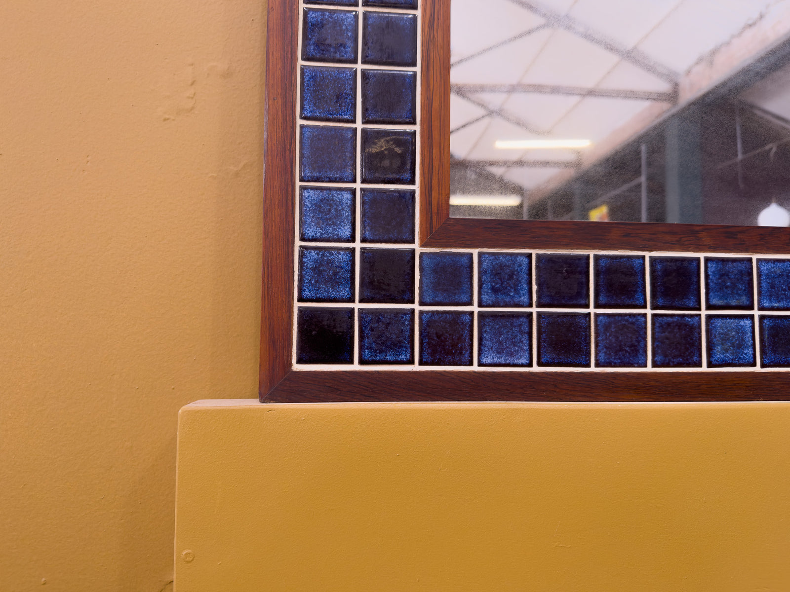 Very Large Rosewood and Tiles Mirror