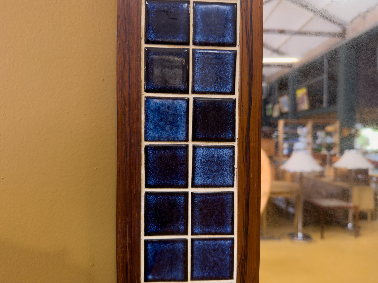 Very Large Rosewood and Tiles Mirror