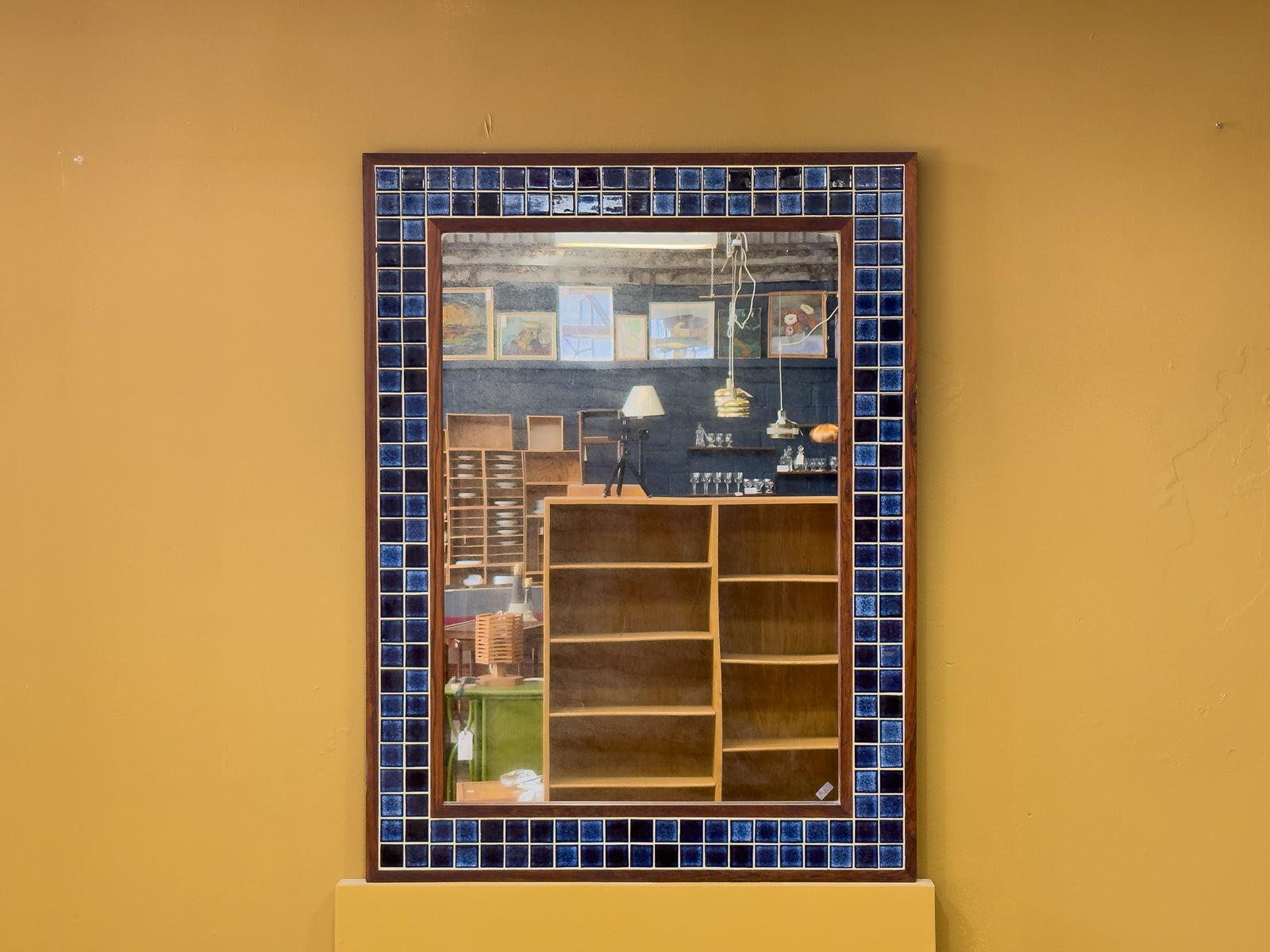 Very Large Rosewood and Tiles Mirror
