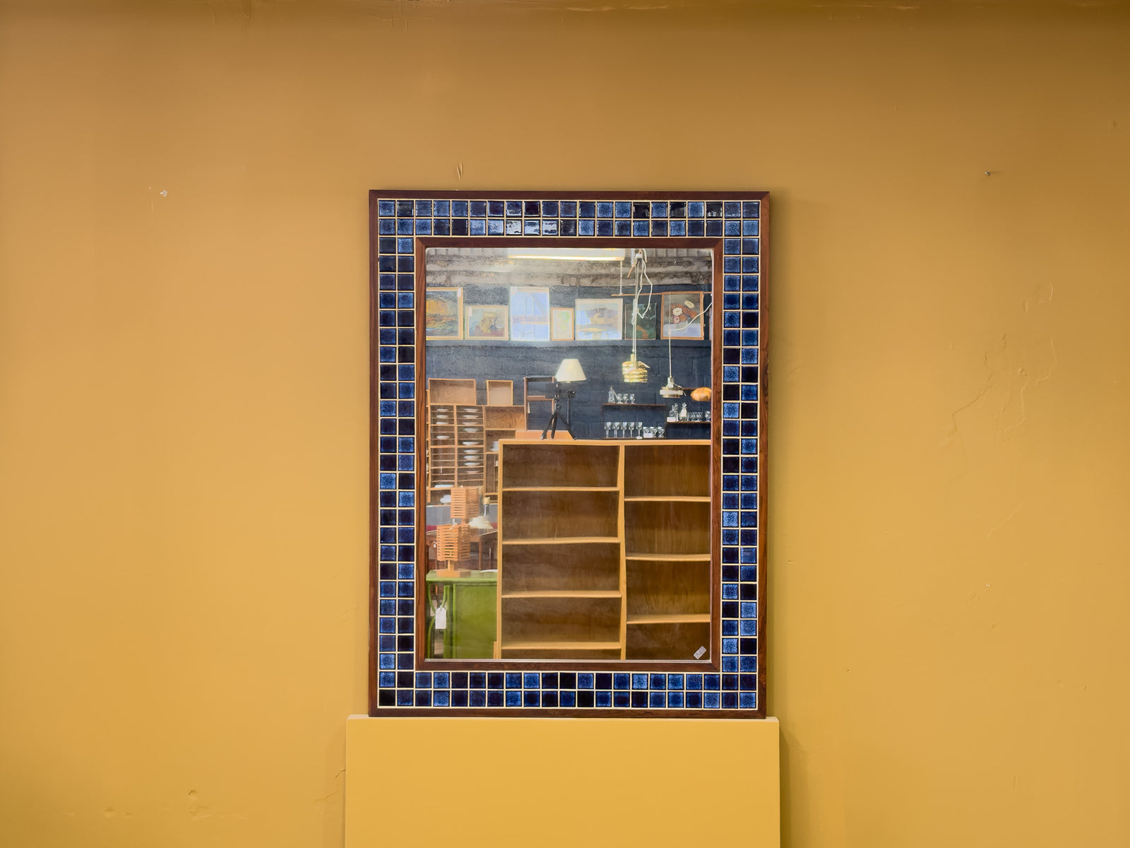 Very Large Rosewood and Tiles Mirror