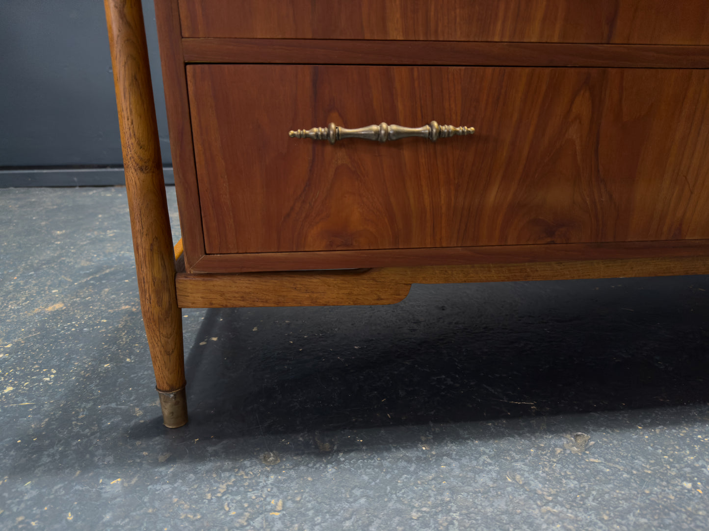 Teak Chest of Drawers with Brass Handles