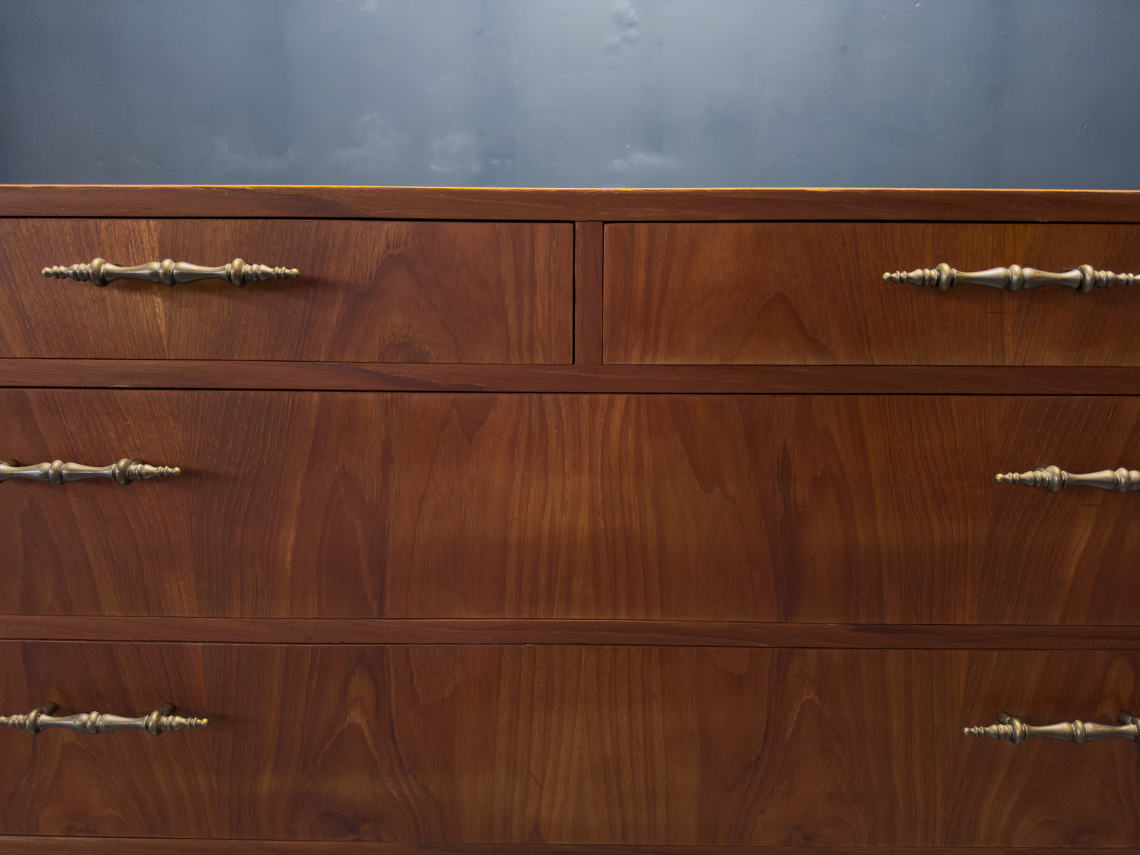 Teak Chest of Drawers with Brass Handles
