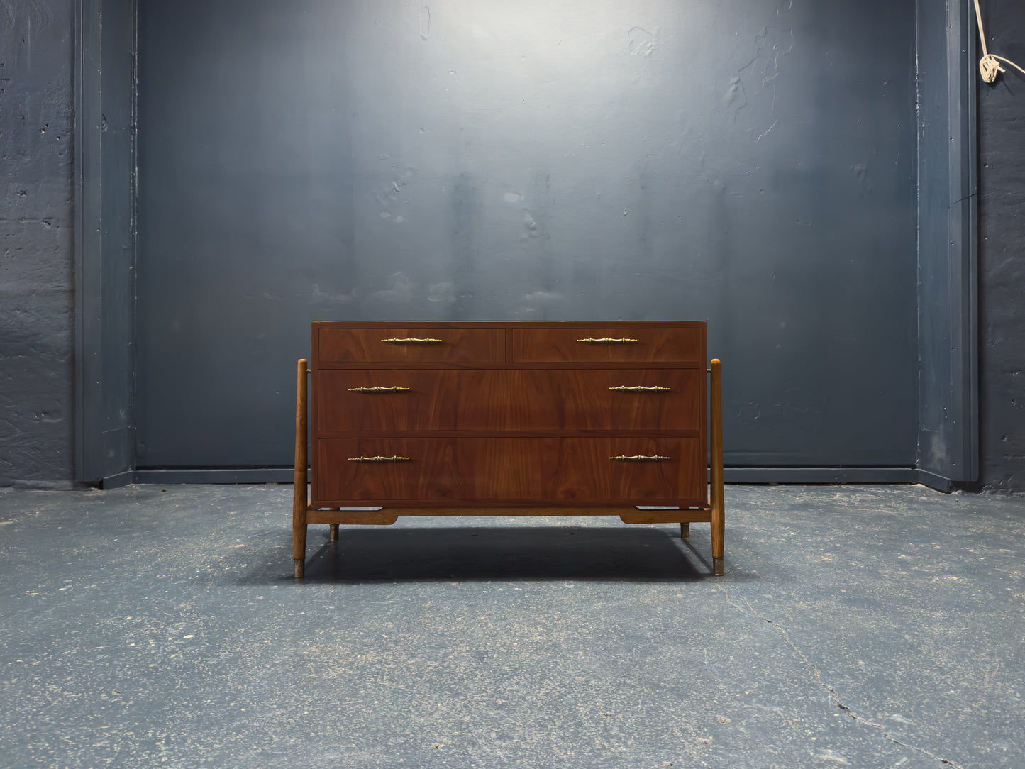 Teak Chest of Drawers with Brass Handles