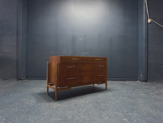 Teak Chest of Drawers with Brass Handles