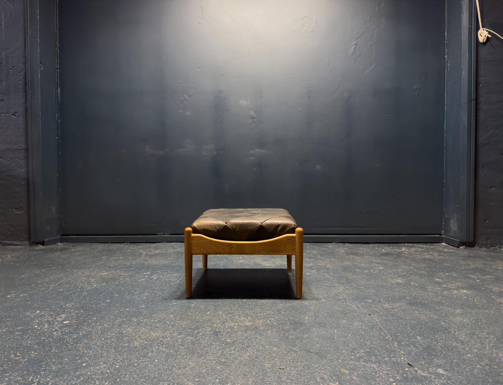 Oak and Leather Ottoman by Kristian Vedel