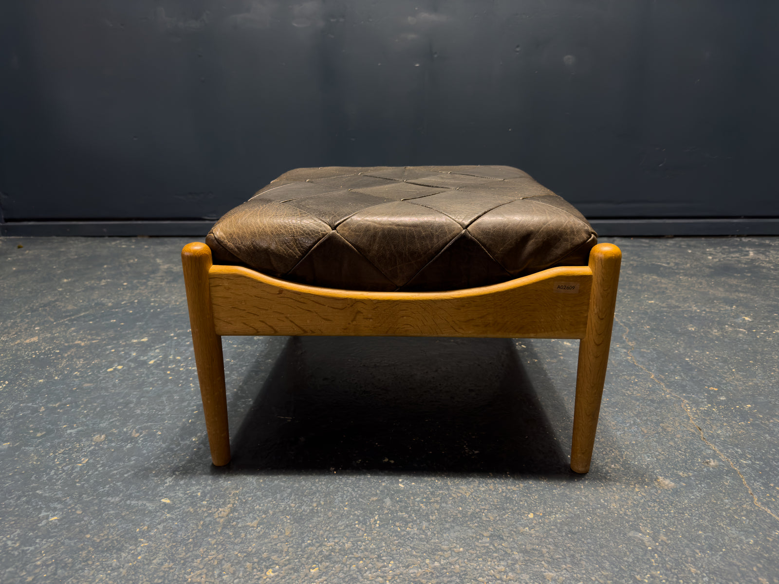Oak and Leather Ottoman by Kristian Vedel