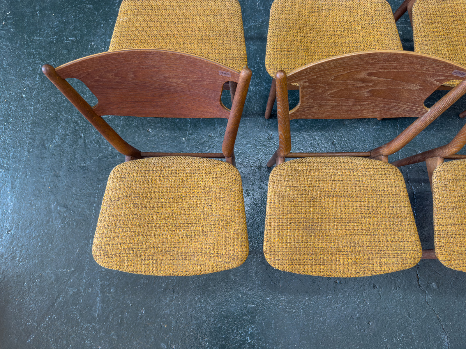 Set of 6 Teak Upholstered Dining Chairs