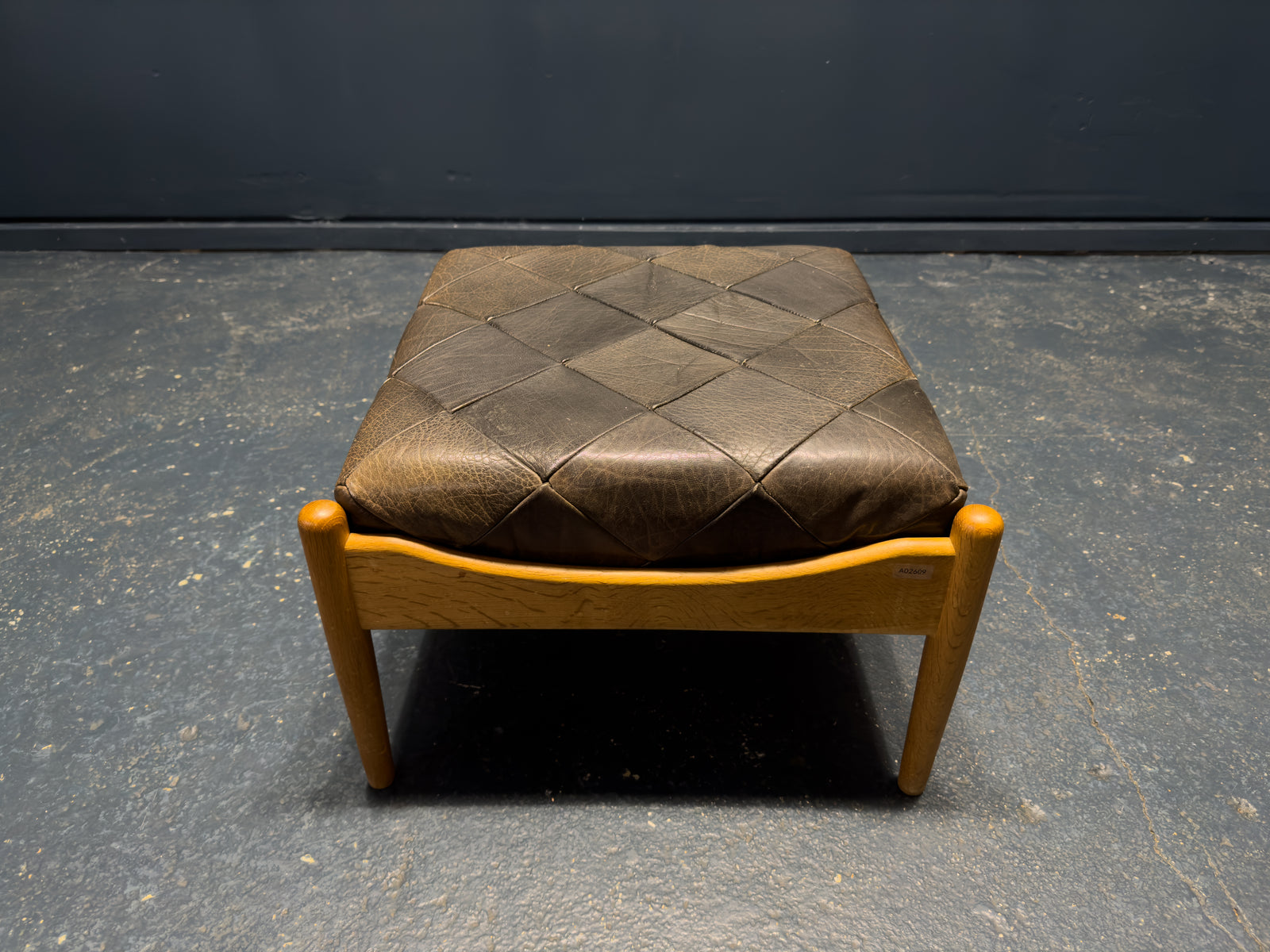 Oak and Leather Ottoman by Kristian Vedel