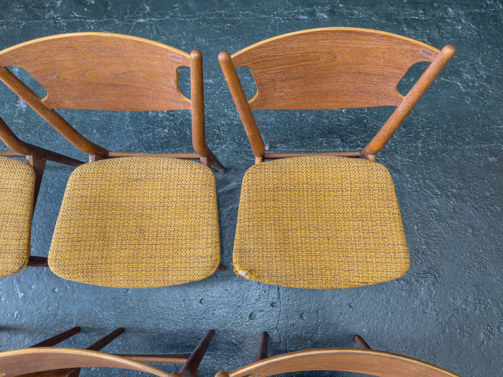 Set of 6 Teak Upholstered Dining Chairs