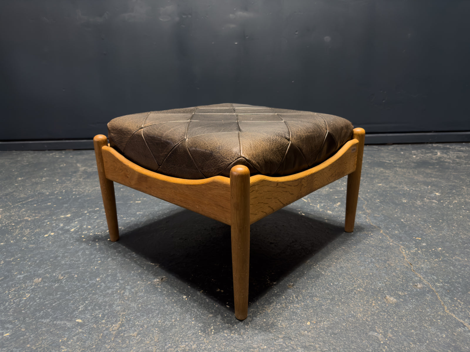 Oak and Leather Ottoman by Kristian Vedel