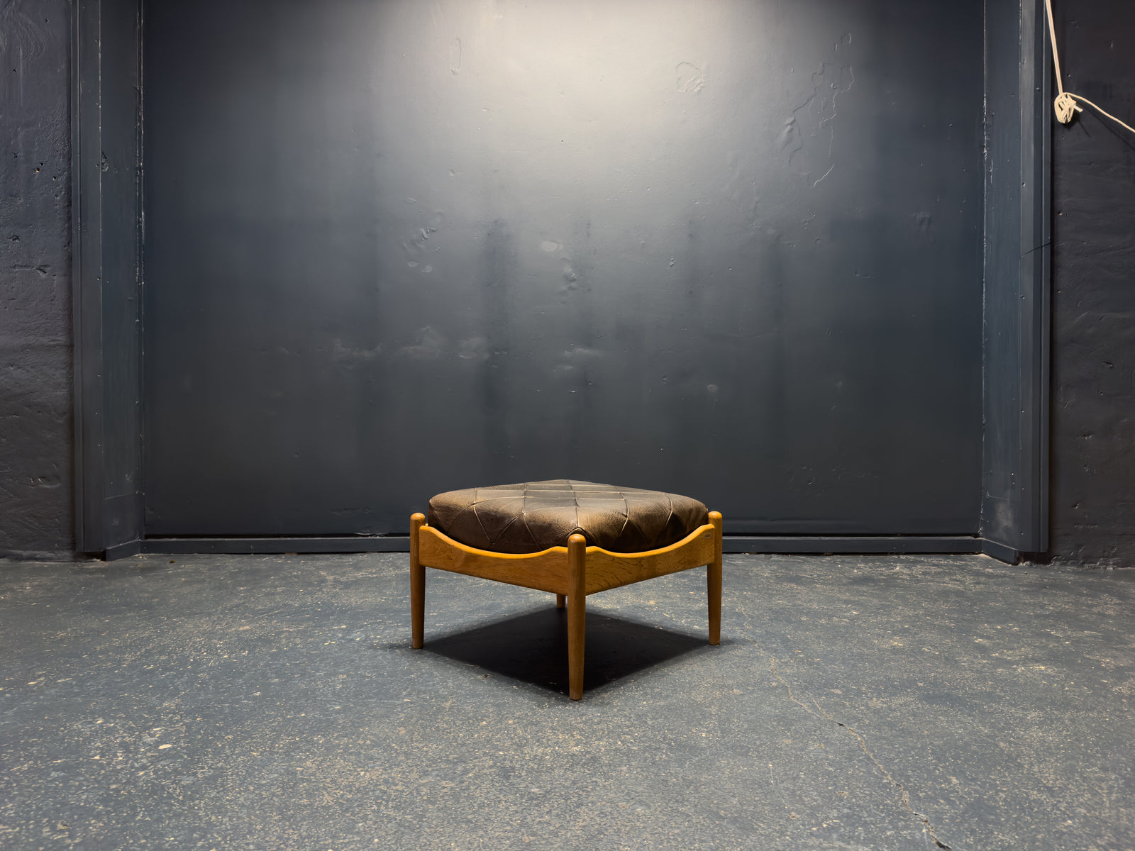 Oak and Leather Ottoman by Kristian Vedel