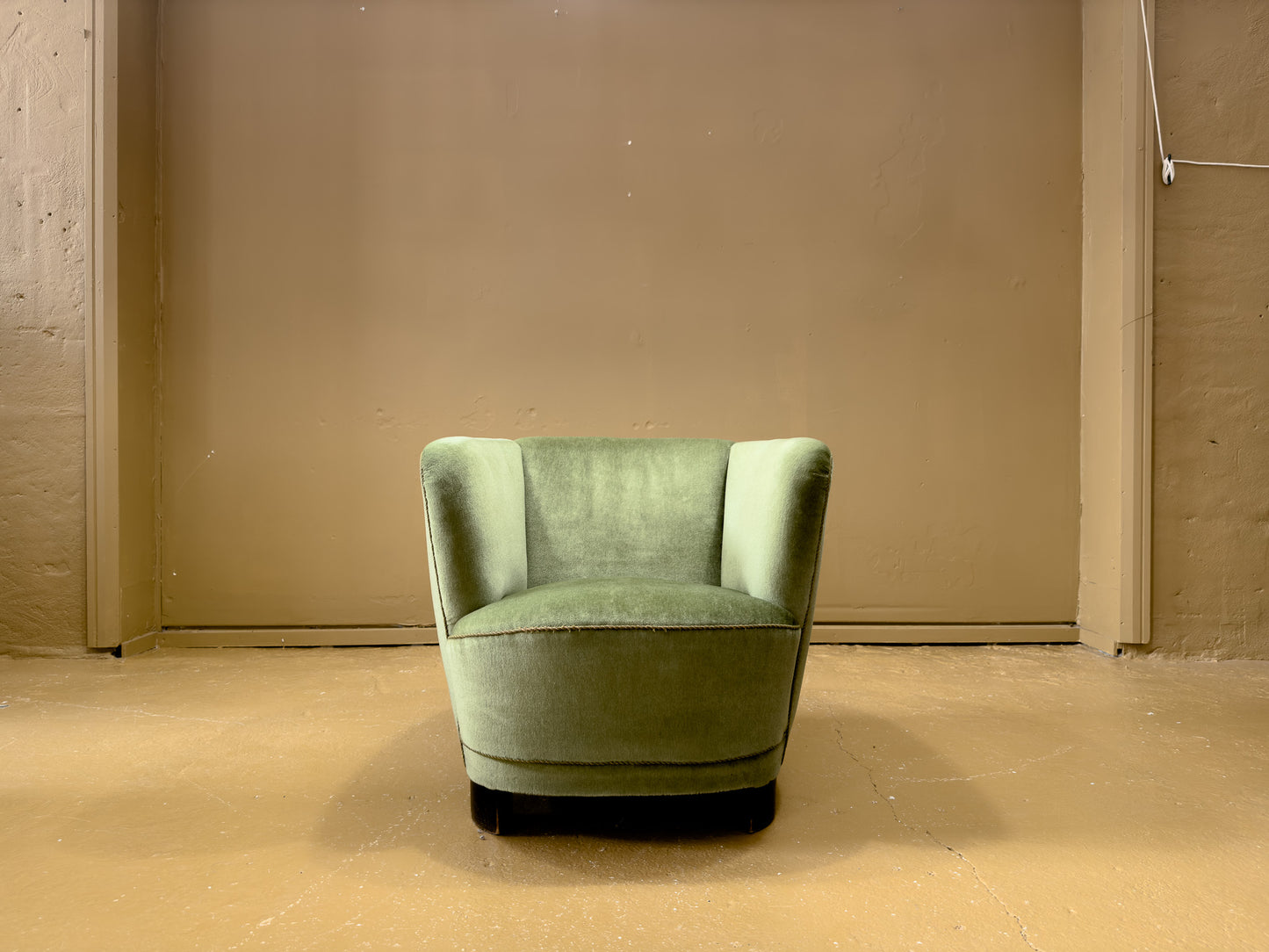 1940s Velvet Upholstered Armchair