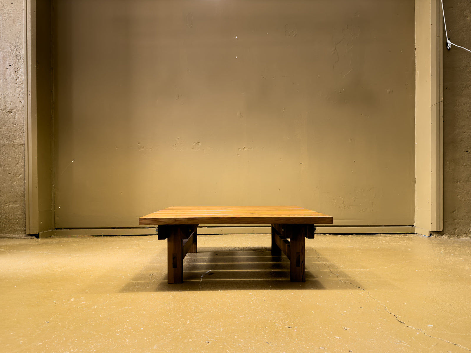 Square Brutalist Pine Coffee Table