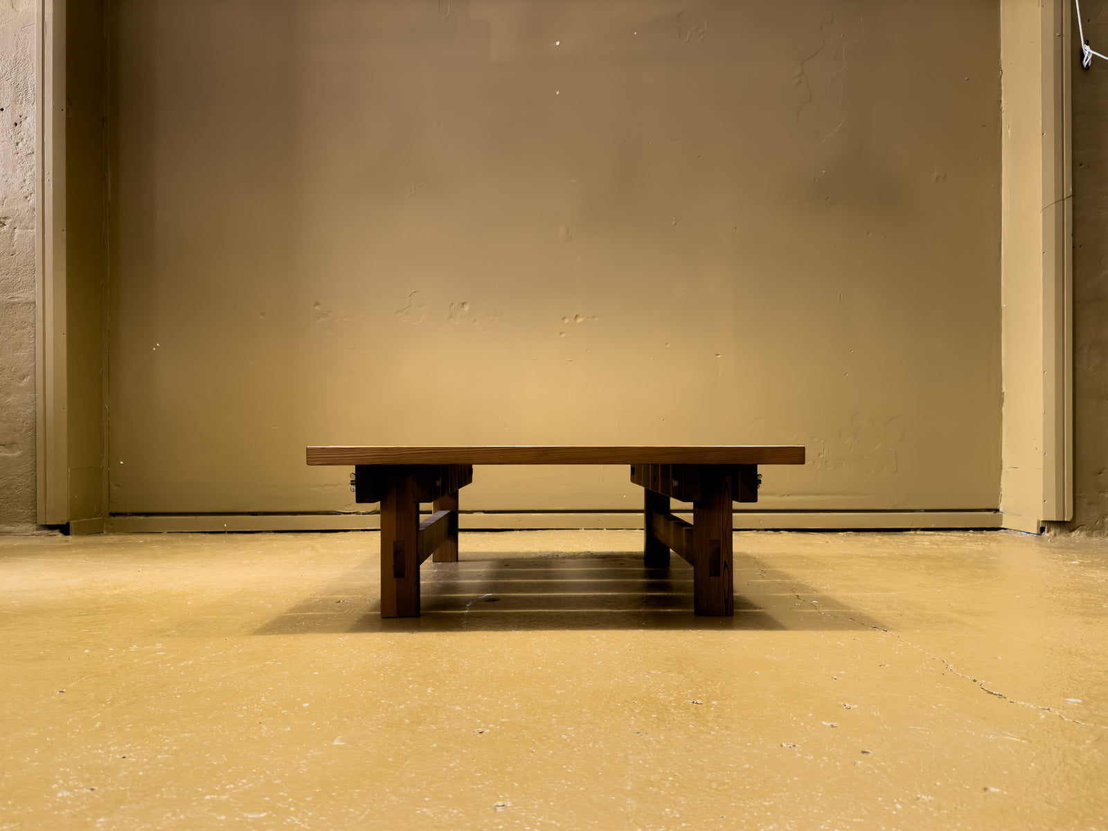 Square Brutalist Pine Coffee Table
