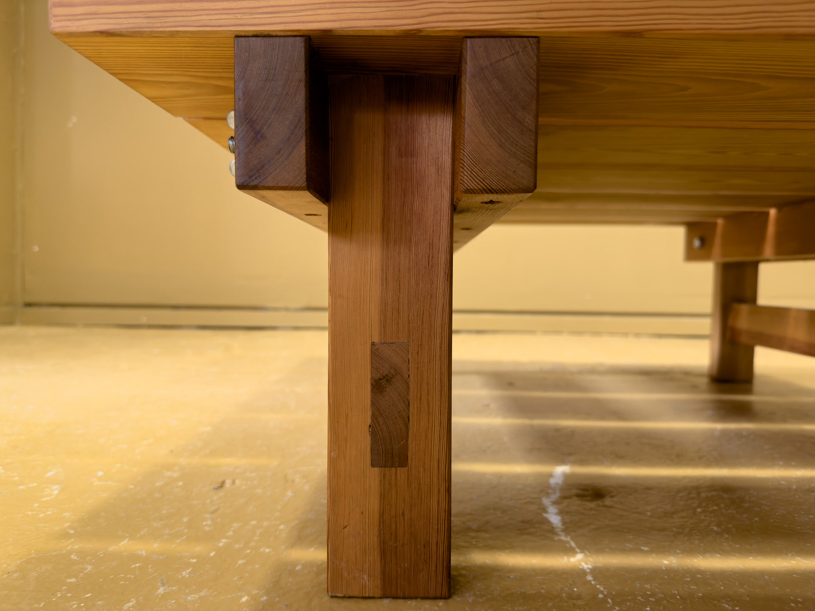 Square Brutalist Pine Coffee Table