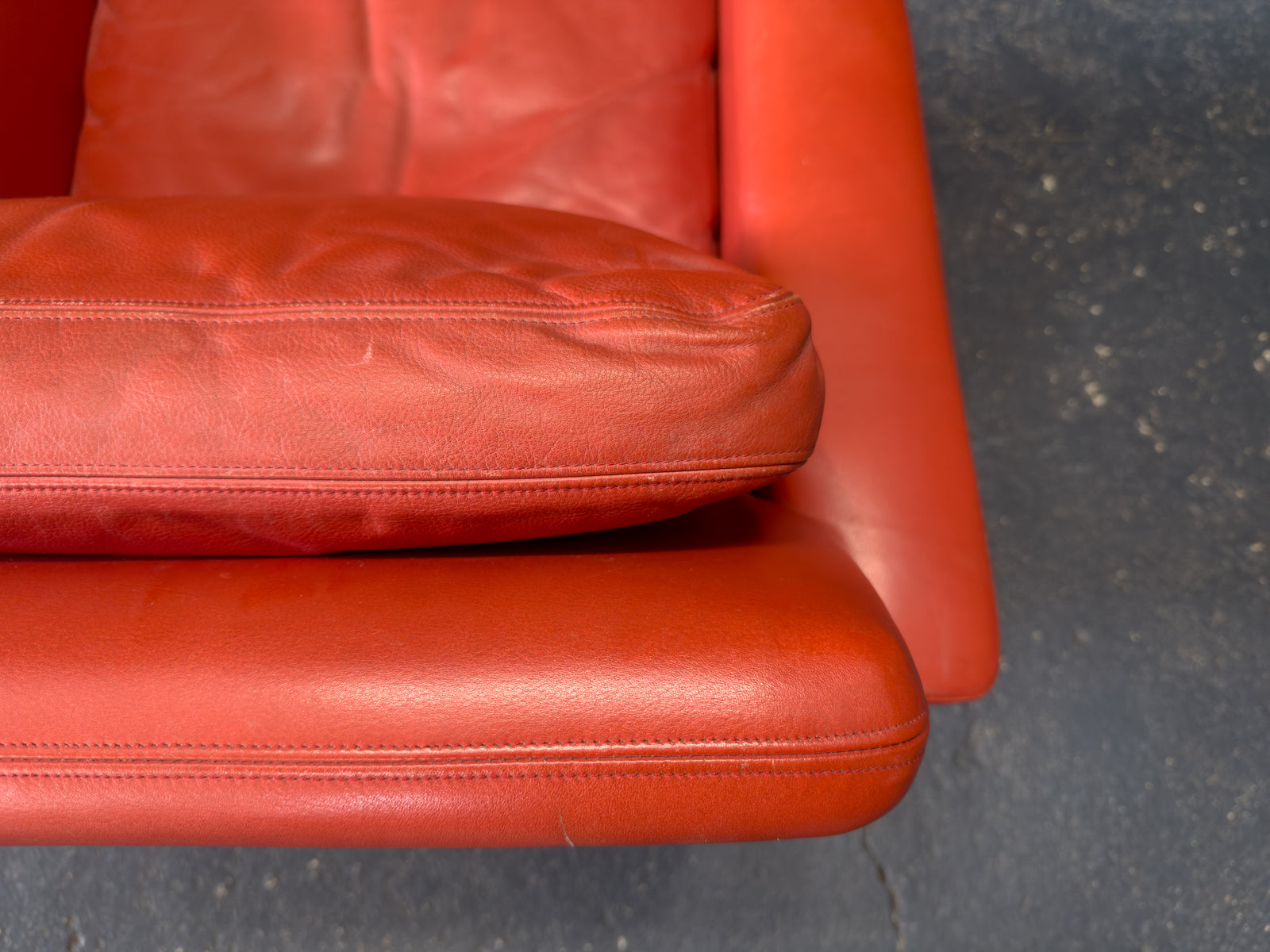 Teak and Red Leather Armchair