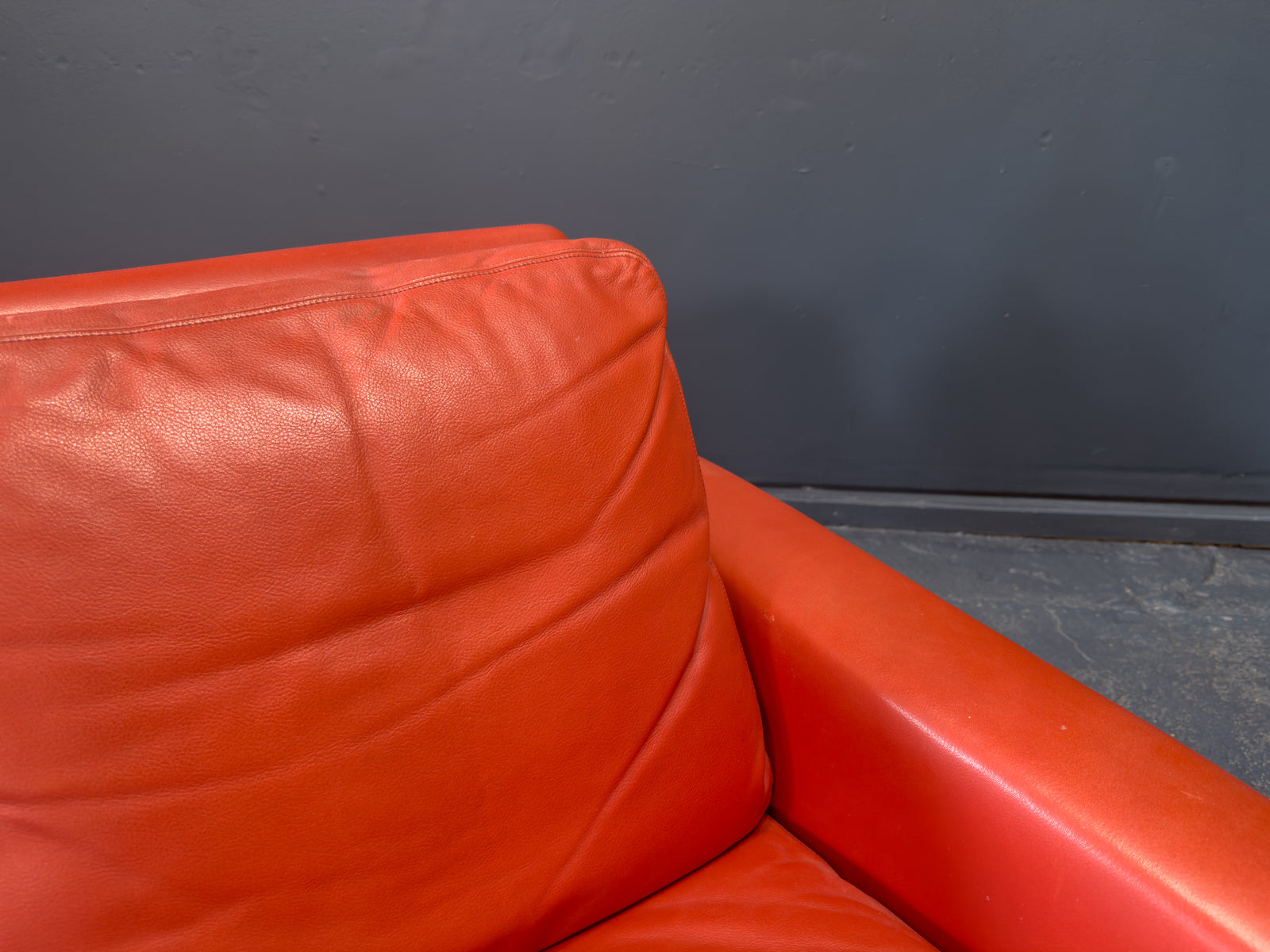 Teak and Red Leather Armchair