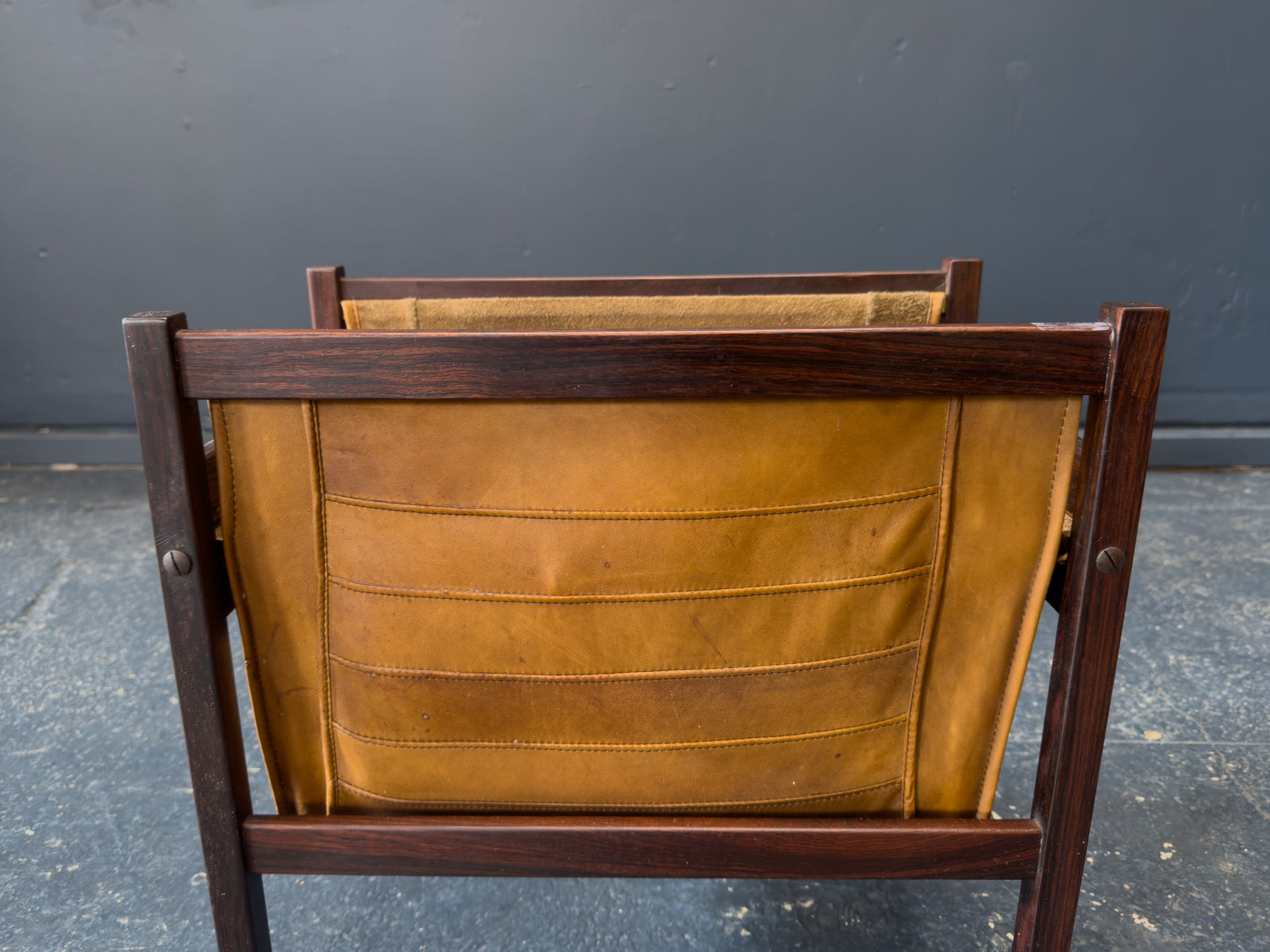 Torbjorn Afdal Rosewood and Leather Newspaper Rack