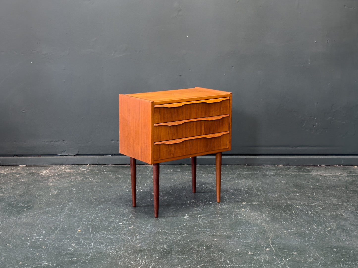 Small Teak Chest of Drawers with Three Drawers