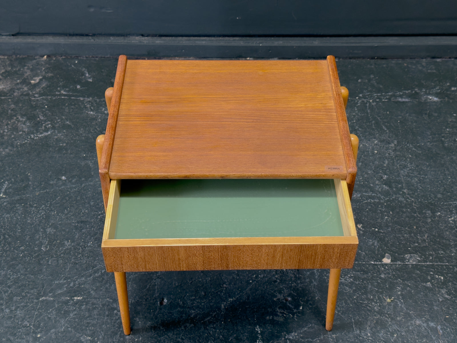 Teak and Oak Bedside Table with Drawer and Shelf
