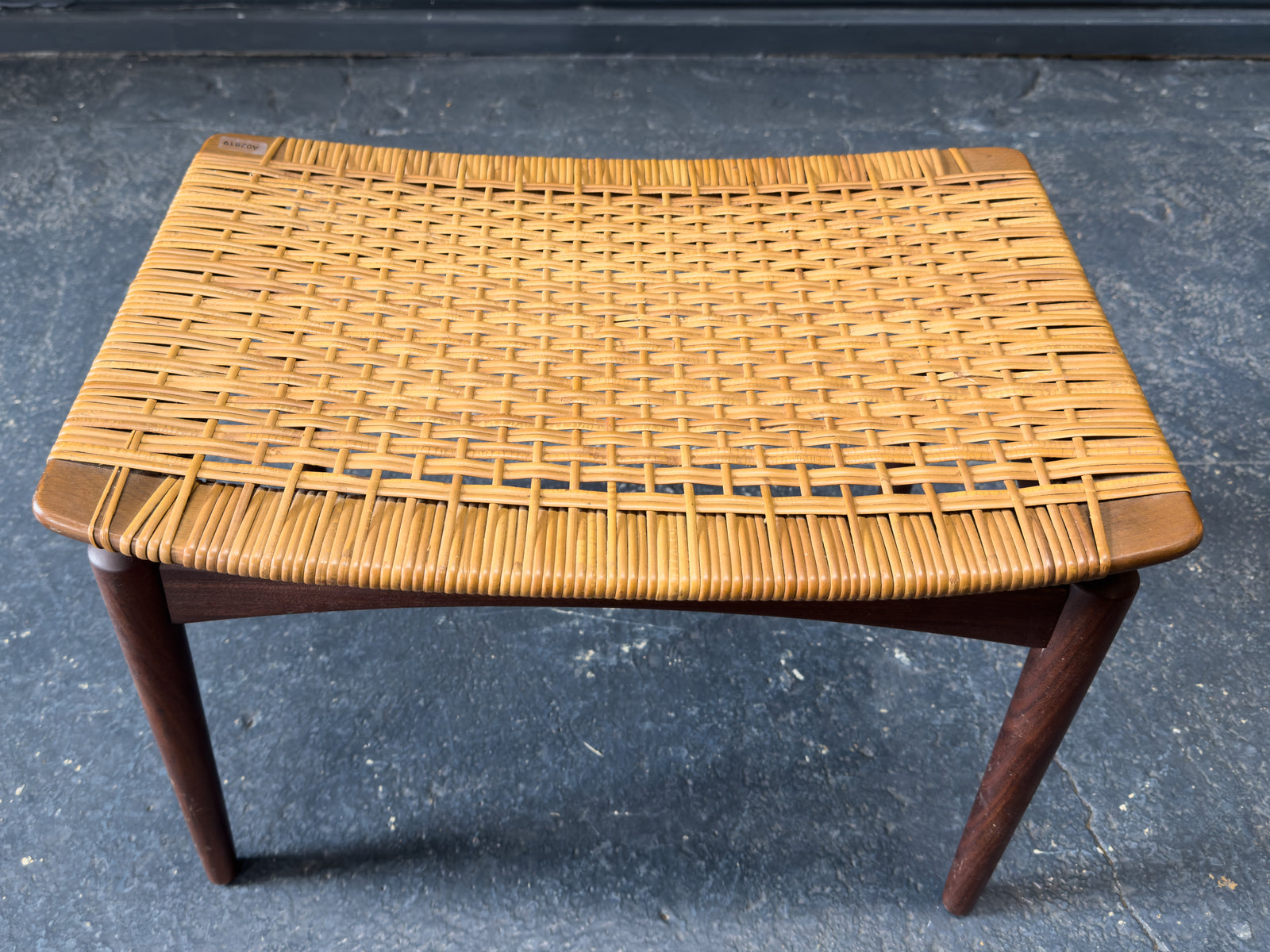 Teak and Rattan Ottoman Stool by Ølholm Møbelfabrik