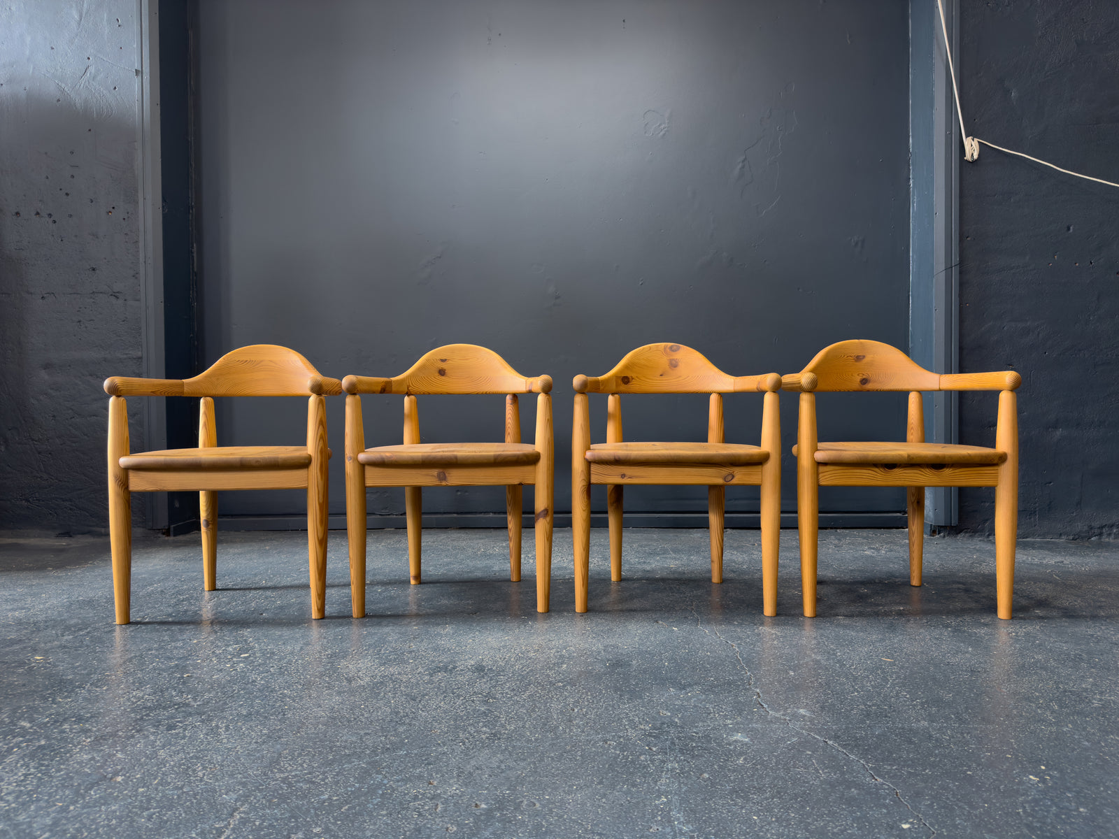 Set of 4 Rainer Daumiller Solid Pine Dining Chairs