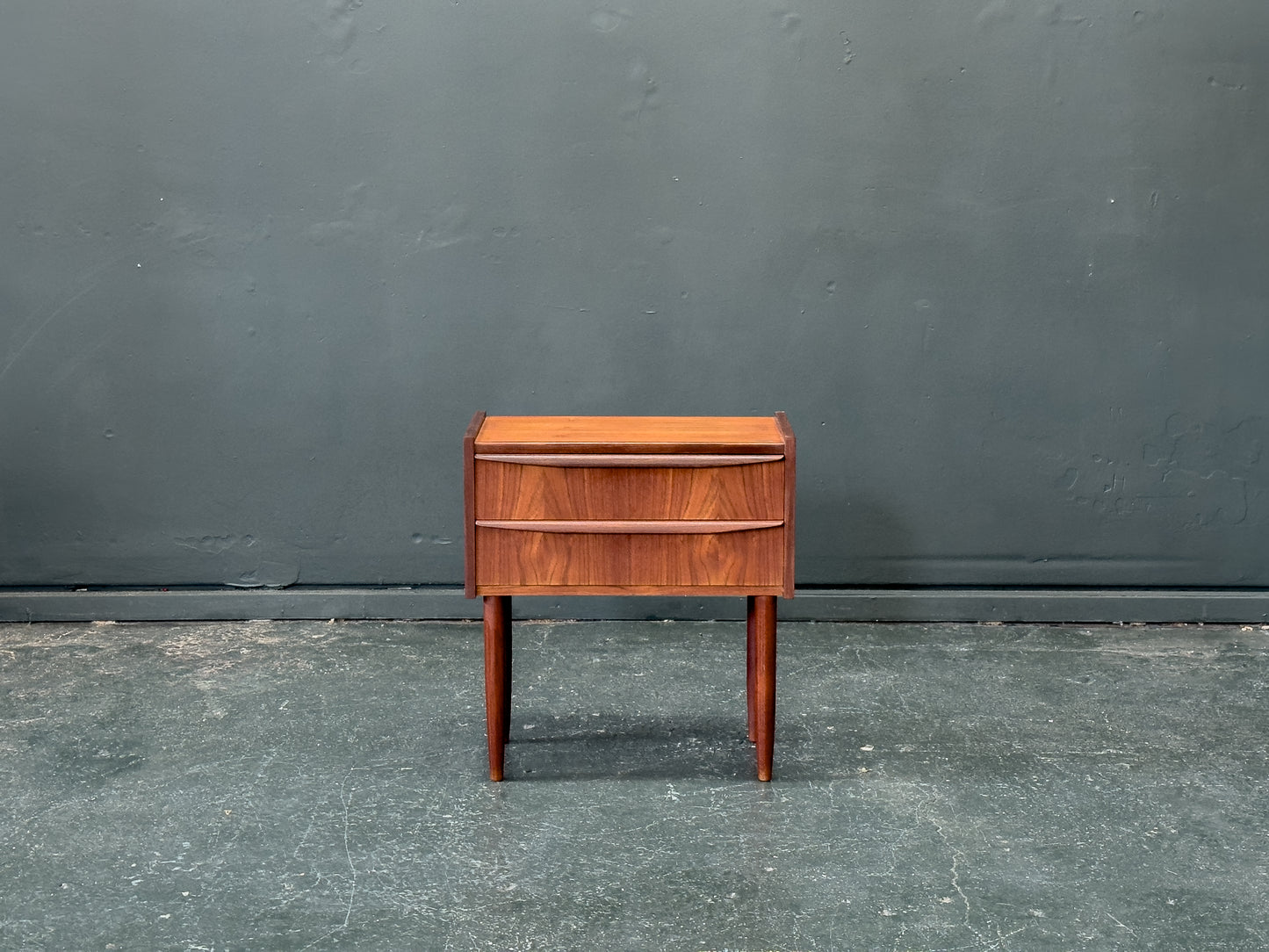 Teak Bedside Table with Two Drawers