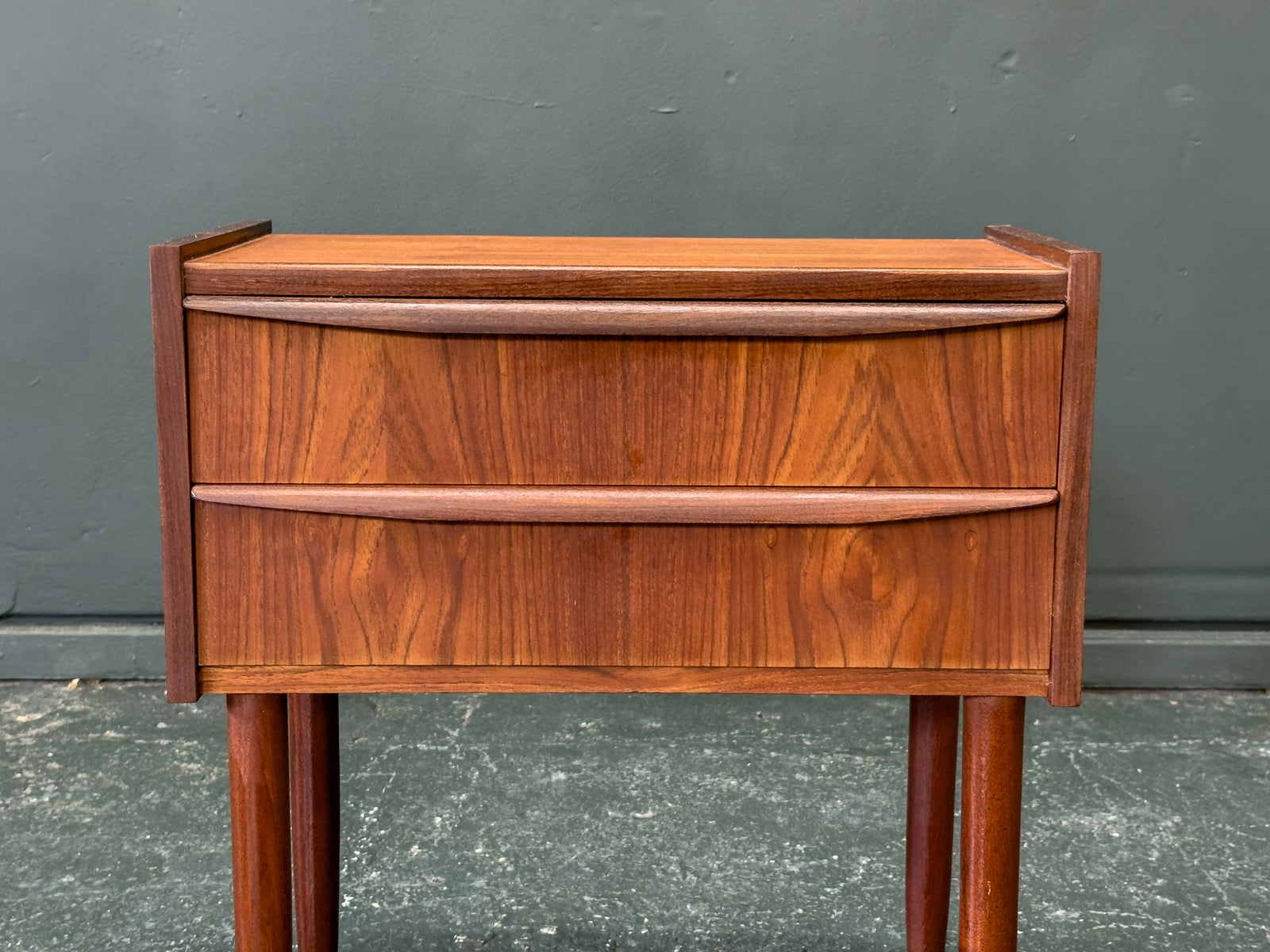 Teak Bedside Table with Two Drawers