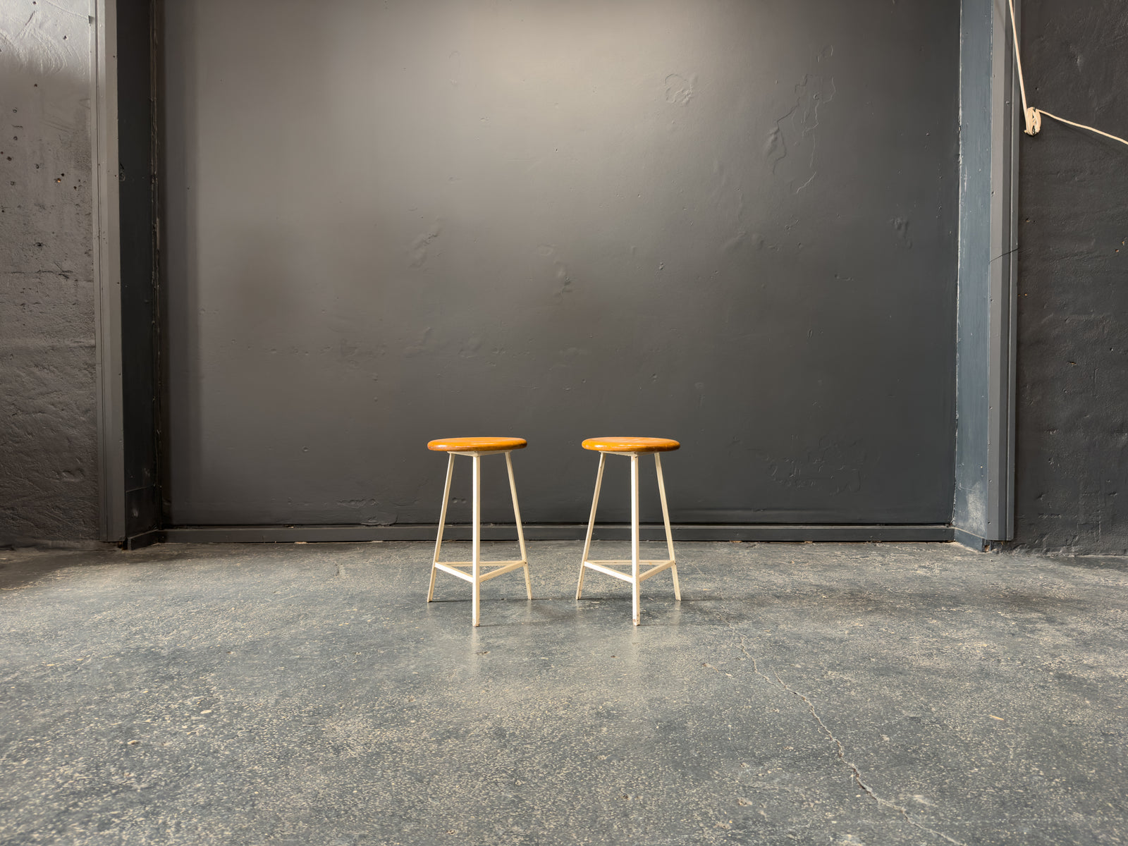 Industrial Oak and Metal Stools