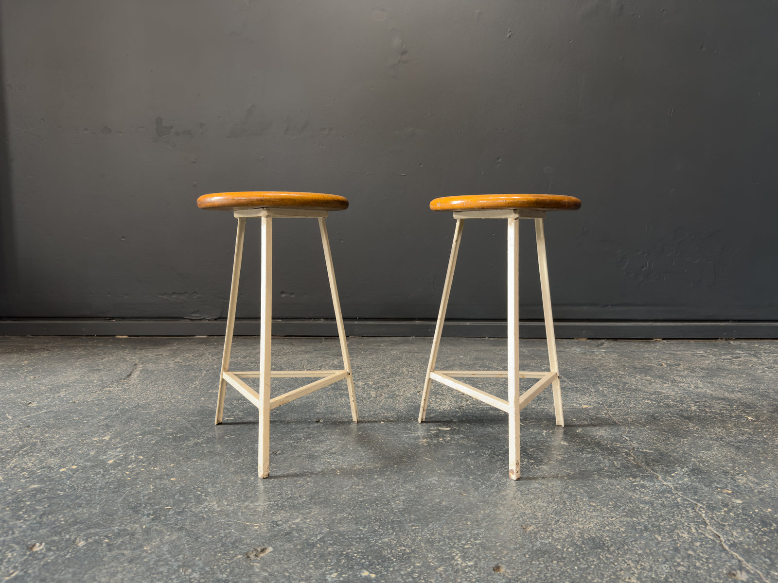 Industrial Oak and Metal Stools