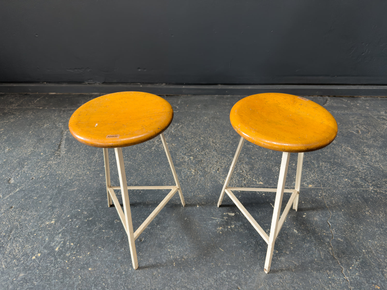 Industrial Oak and Metal Stools