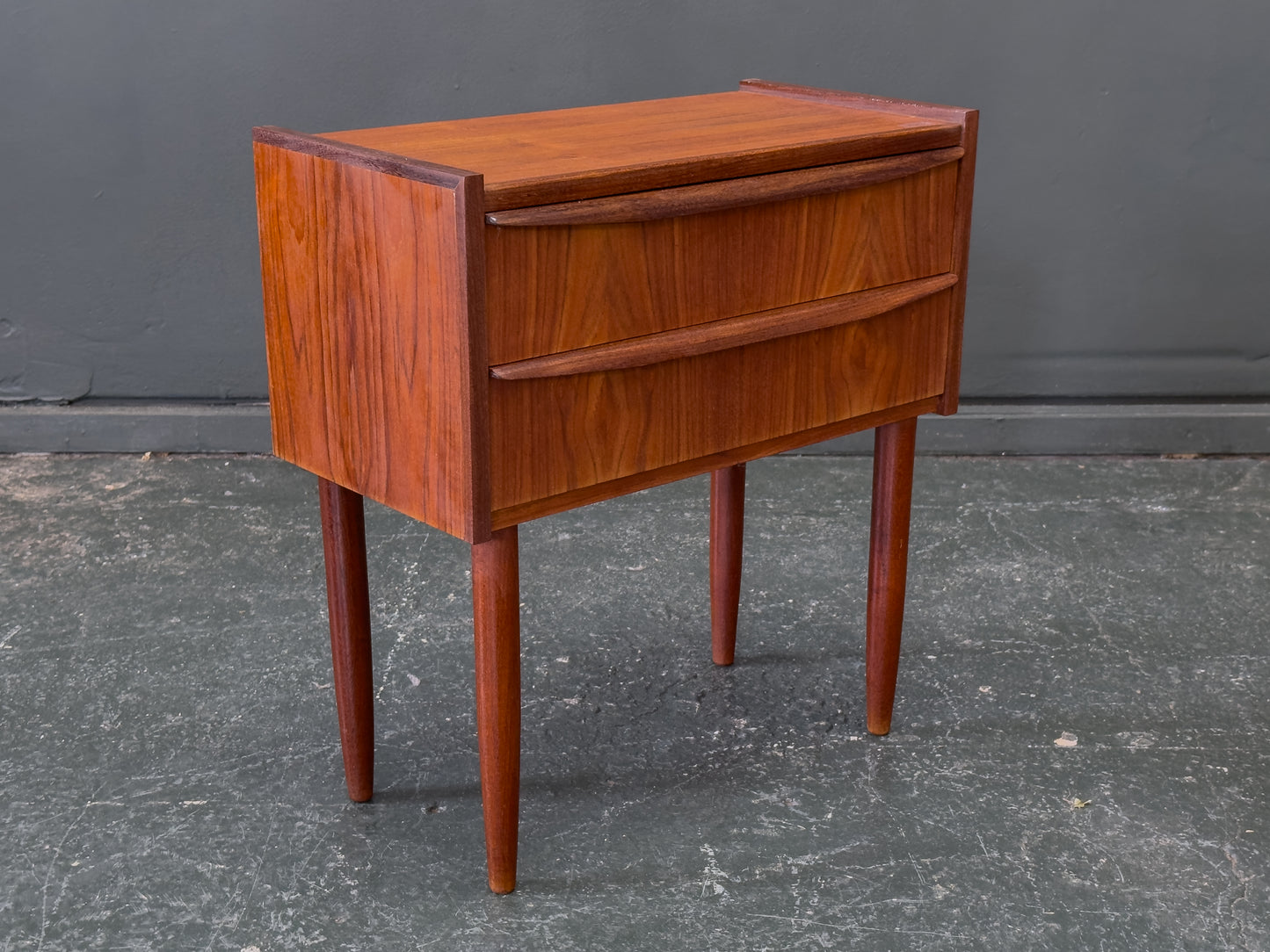 Teak Bedside Table with Two Drawers