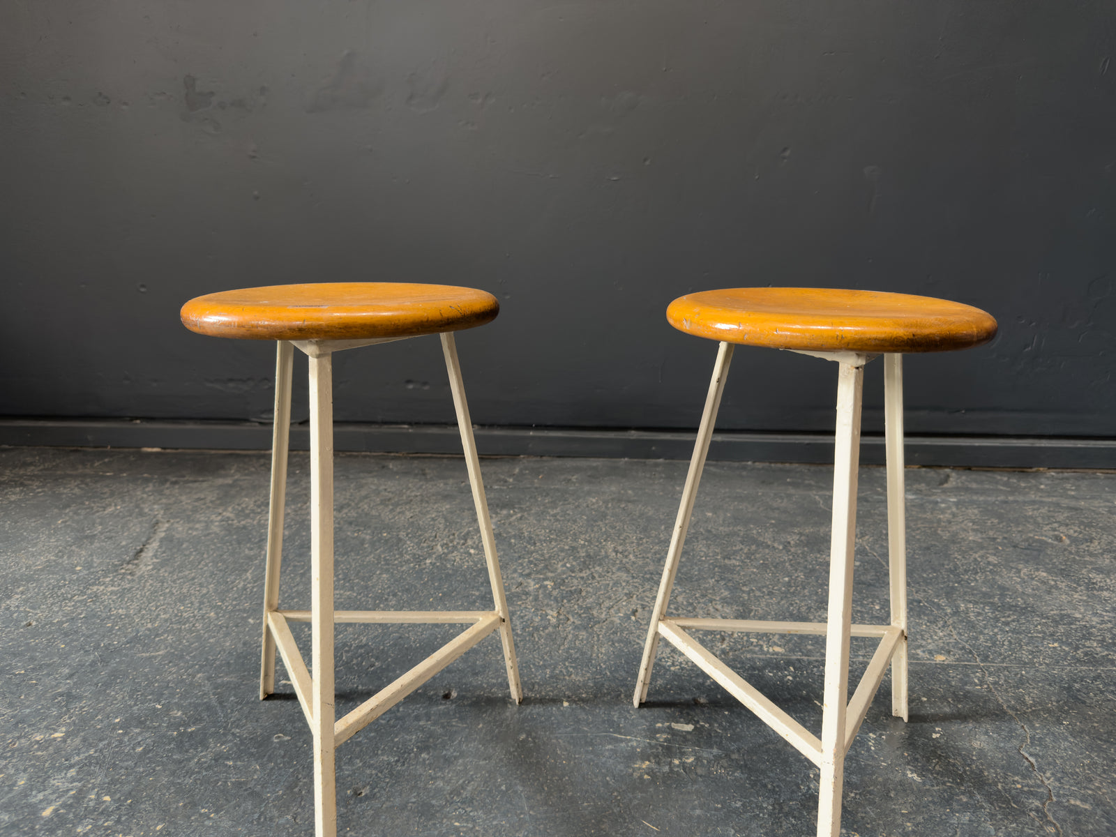 Industrial Oak and Metal Stools