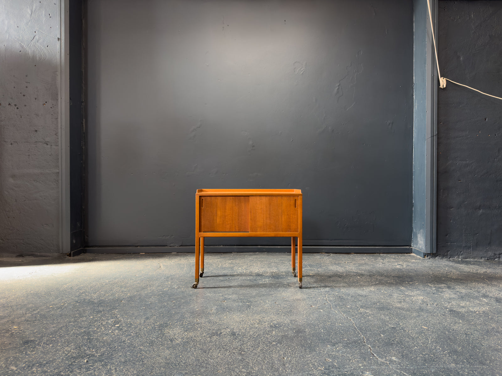 Small Teak Unit on Wheels