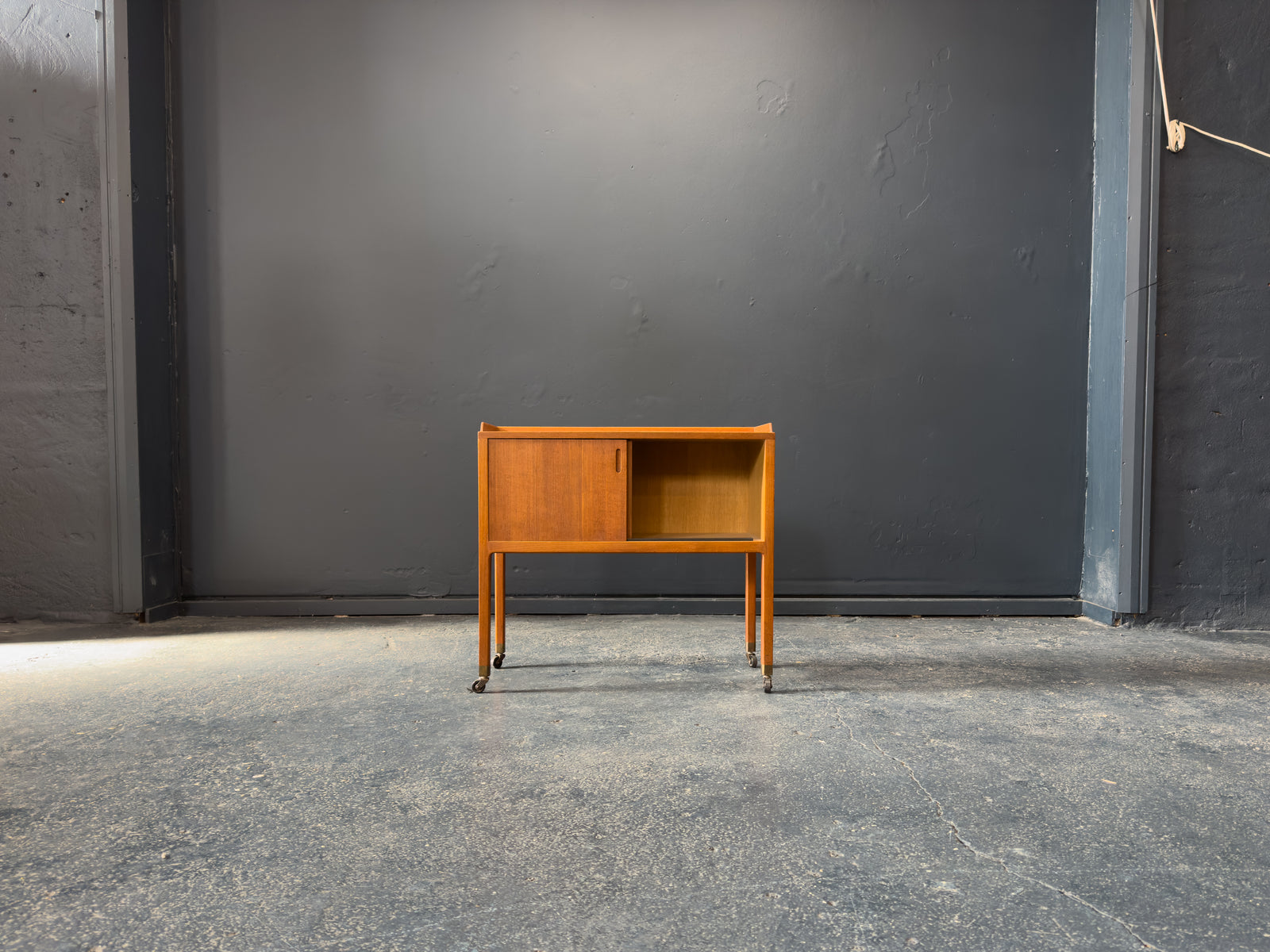 Small Teak Unit on Wheels
