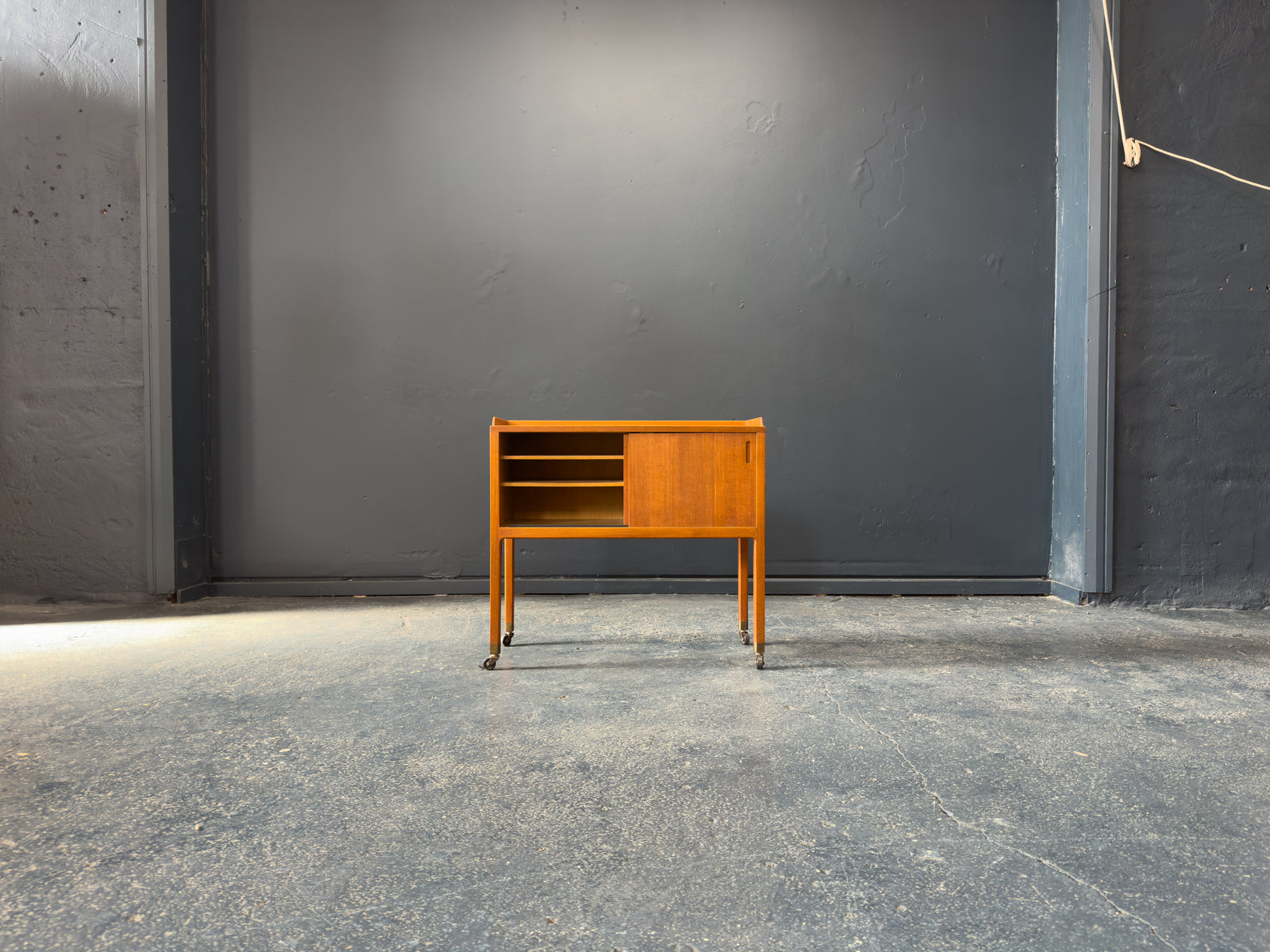 Small Teak Unit on Wheels