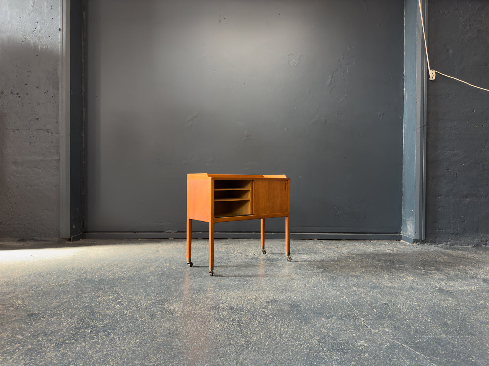 Small Teak Unit on Wheels