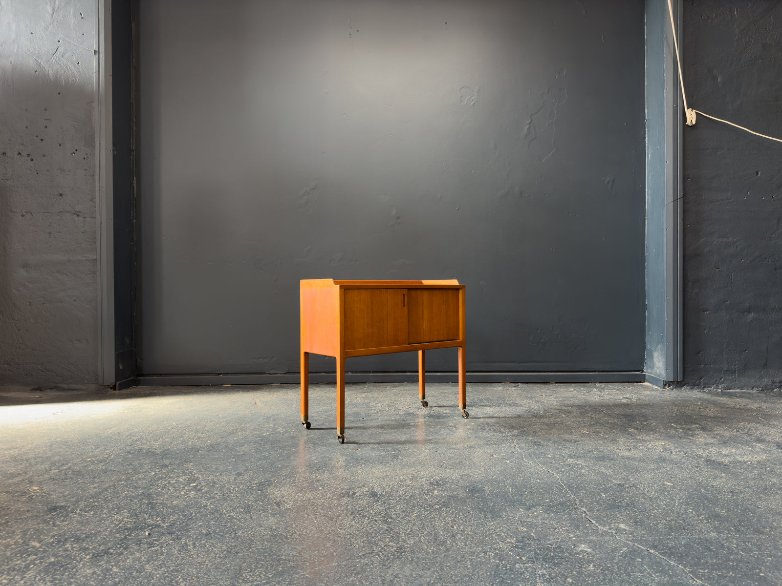 Small Teak Unit on Wheels