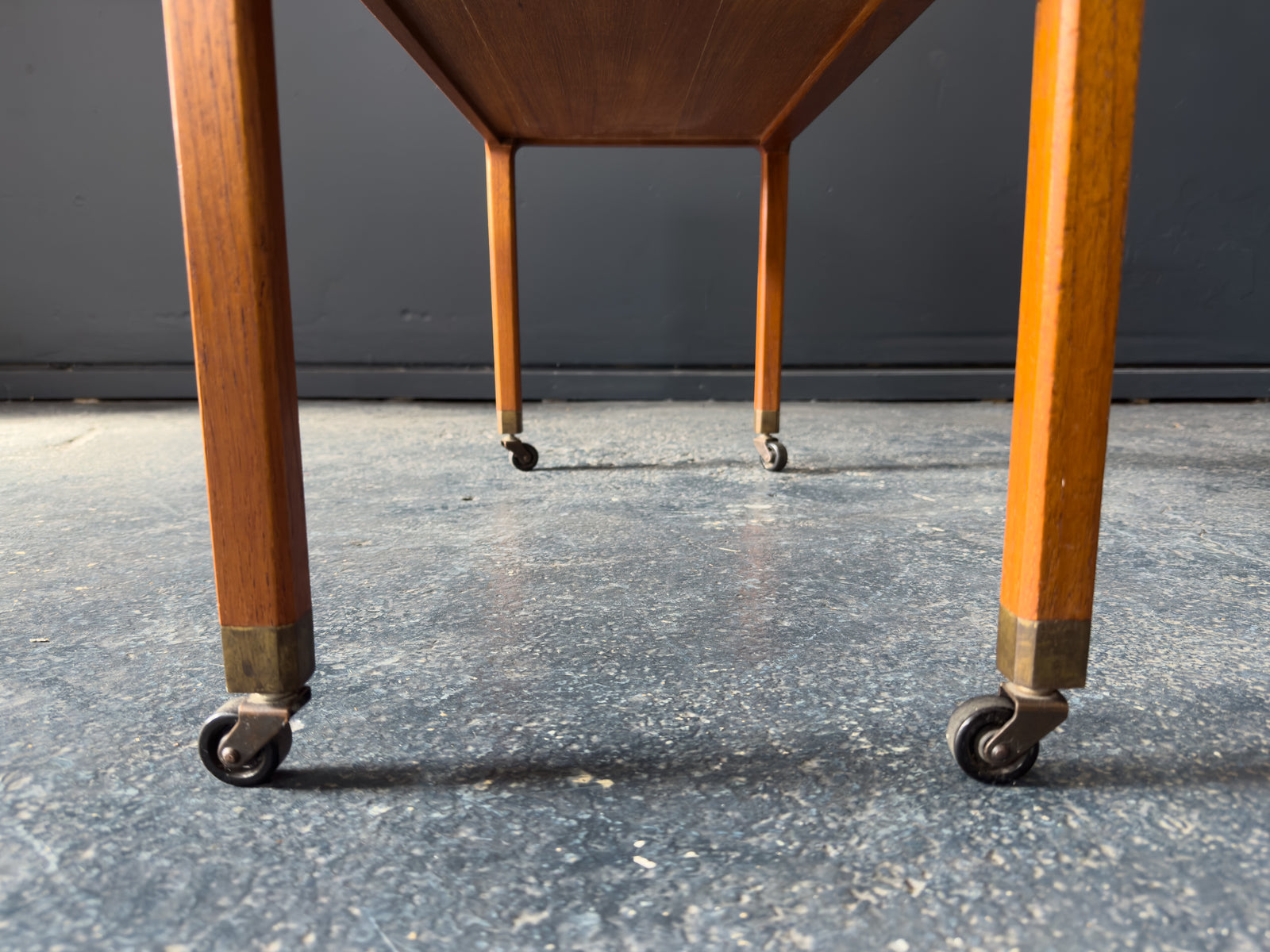 Small Teak Unit on Wheels