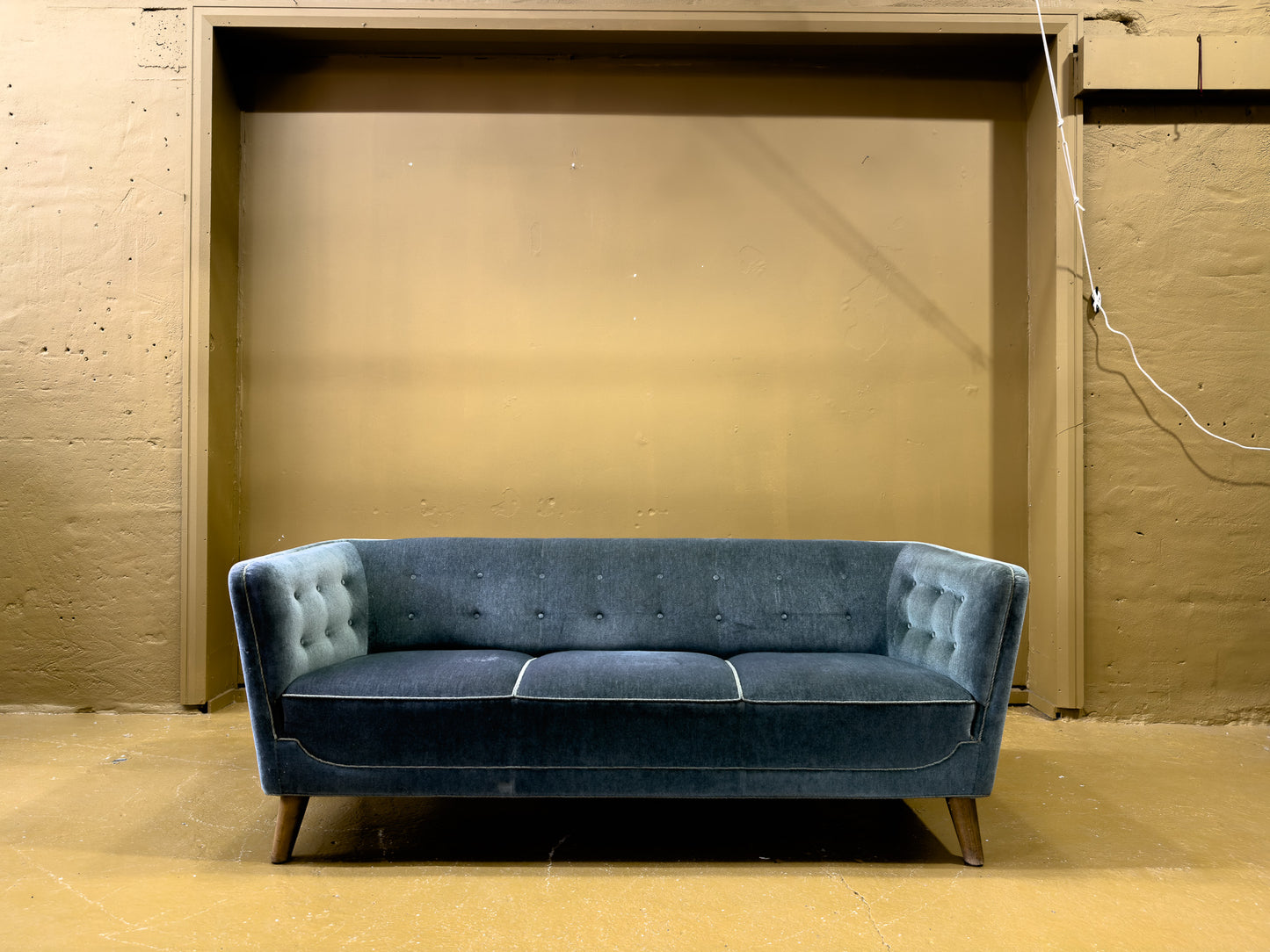 Blue Velvet 1950s Sofa