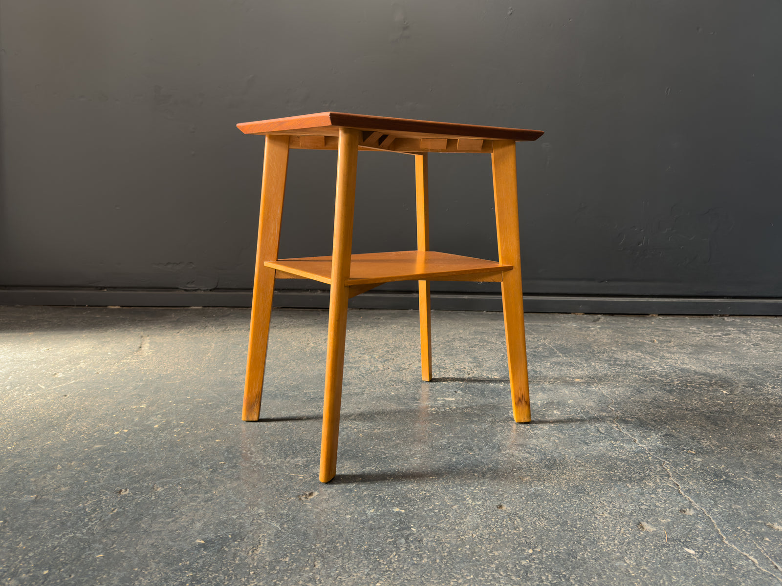 Teak and Oak Side Table