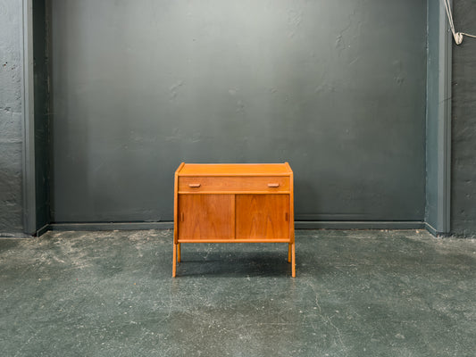 Small Teak Sideboard with Sliding Doors