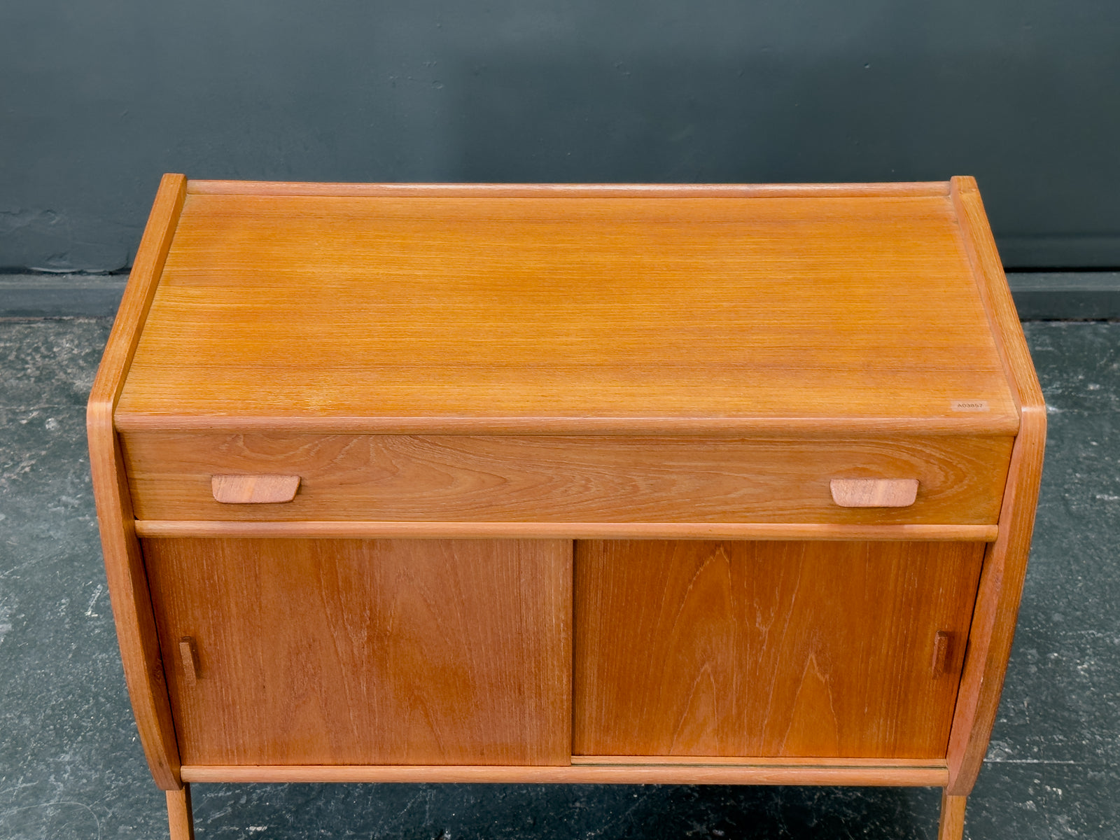 Small Teak Sideboard with Sliding Doors