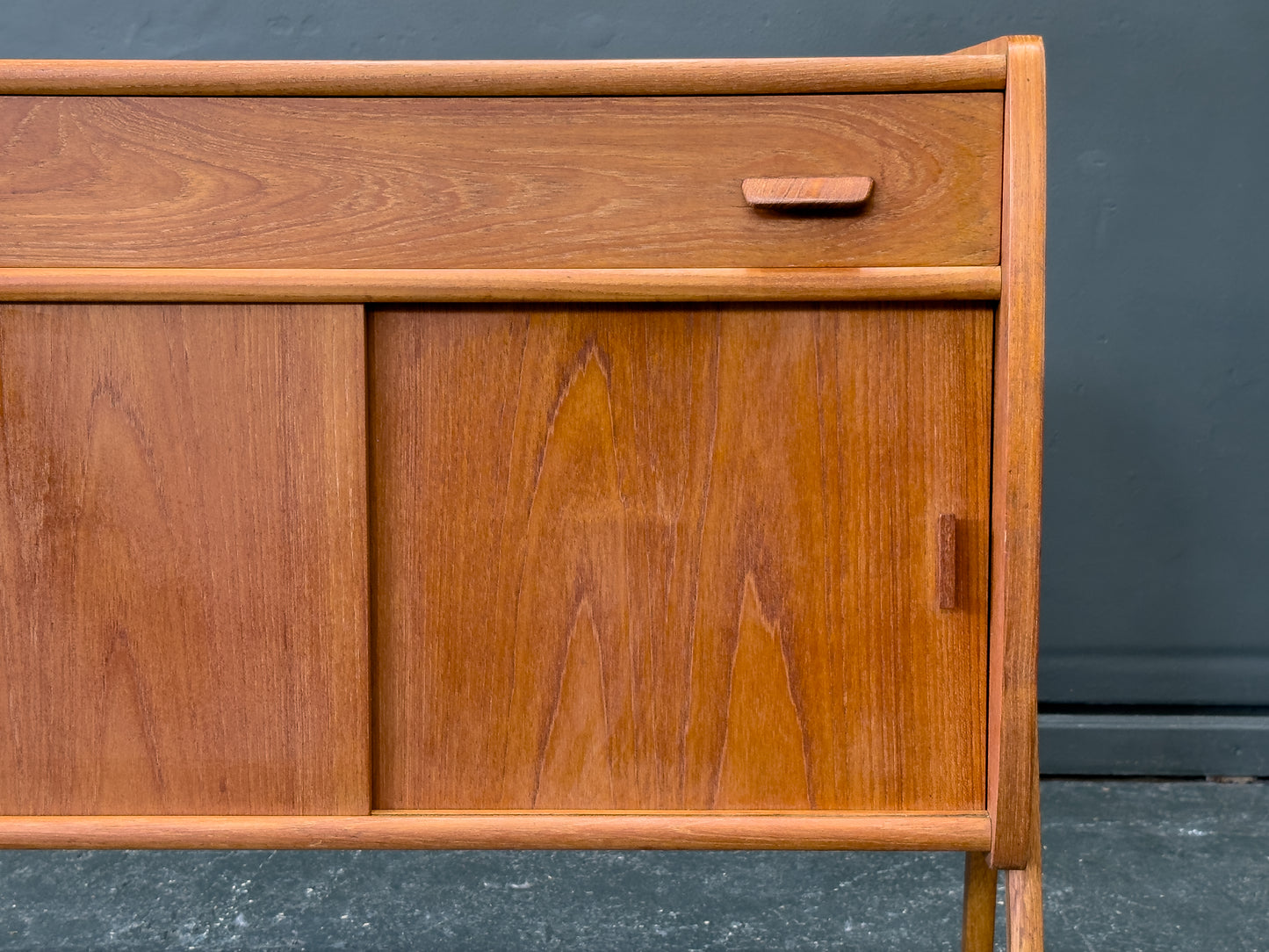 Small Teak Sideboard with Sliding Doors