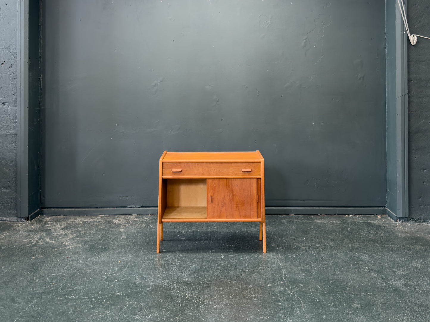 Small Teak Sideboard with Sliding Doors