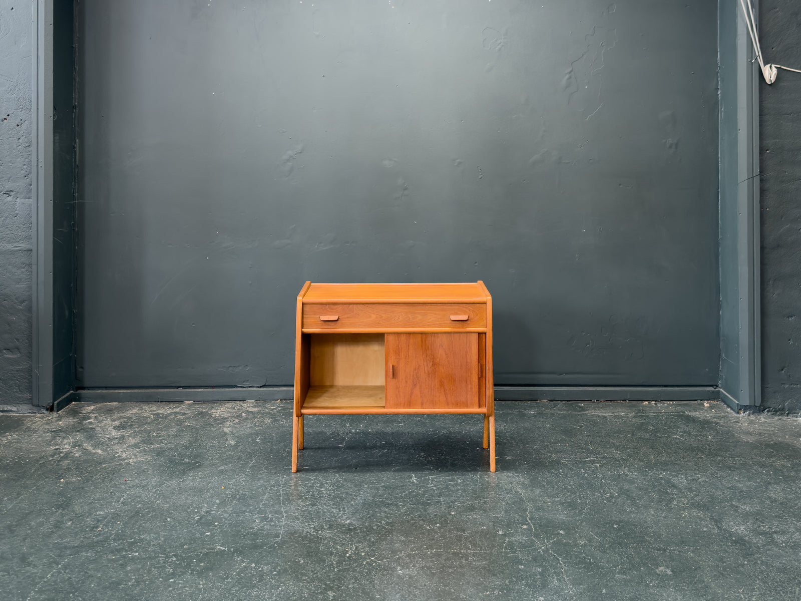 Small Teak Sideboard with Sliding Doors