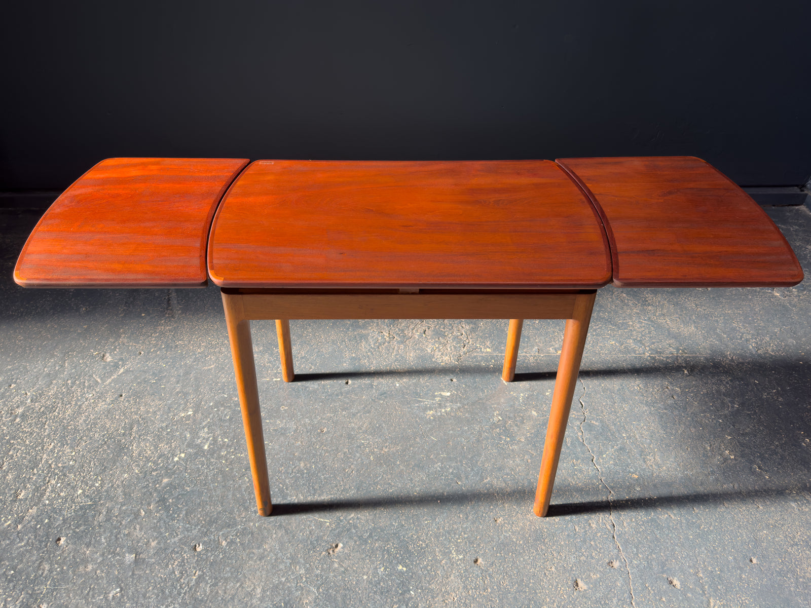 Small Teak and Oak Extending Console Table